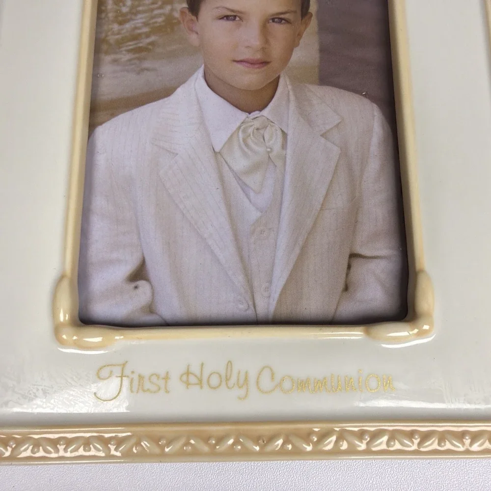 New Nat & Jules First Holy Communion Ceramic White Frame 6.5 X 9.5 4x6 Photo